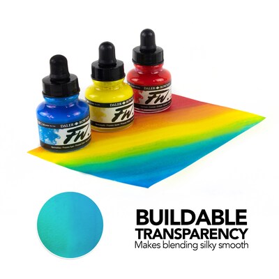 Daler-Rowney FW Acrylic Ink, Assorted Colors, 29.5ml, 4/Set (DRW160100300)
