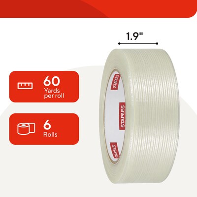 Staples Filament Tape, 48mm x 55m — 6/Pack