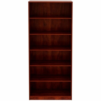 Lorell 84 6-Shelf Bookcase with Adjustable-Shelves, Cherry Laminate (LLR99751)