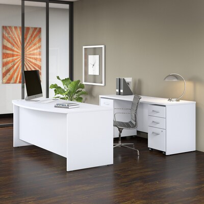 Bush Business Furniture Studio C 72"W Bow Front Desk, White (SCD172WH)