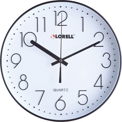 Lorell Round Quiet 12 Quartz Wall Clock, Plastic, Battery Operated (LLR61011)