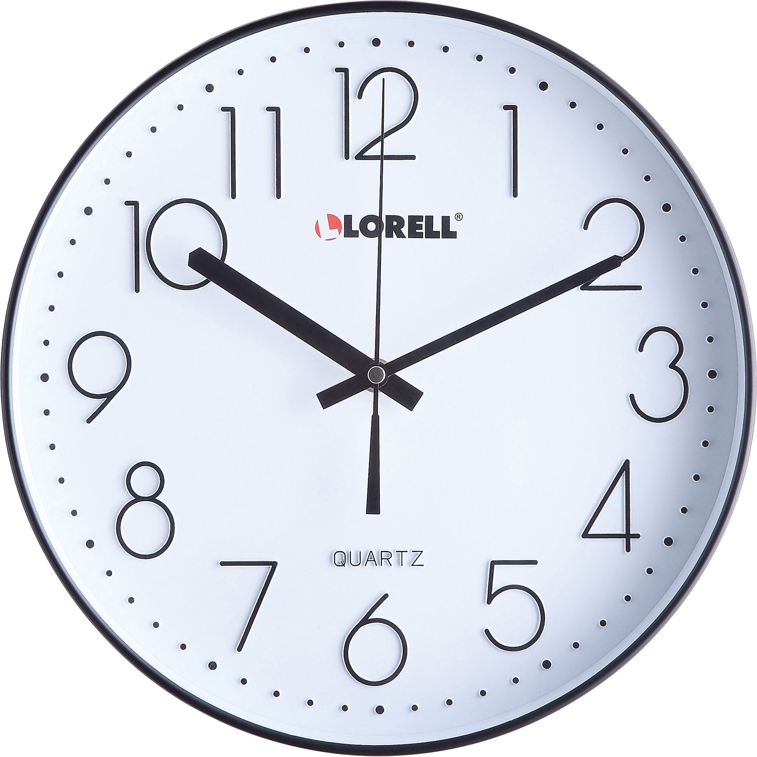 Lorell Round Quiet 12 Quartz Wall Clock, Plastic, Battery Operated (LLR61011)