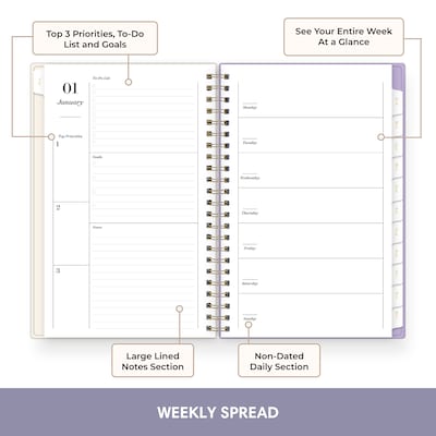 2027 Blue Sky Sincerely Jules 5 x 8 Weekly & Monthly Planner, Purple/White (164244)
