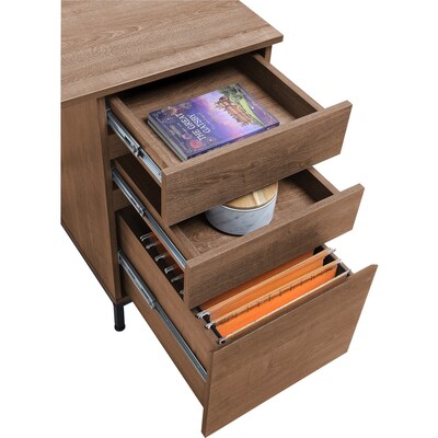 Lorell SOHO  55" W Desk with Side-Drawers, Walnut (LLR97615)