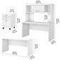 Office by kathy ireland Echo 60" Writing Desk with Mobile File Cabinet, Pure White (ECH036PW)