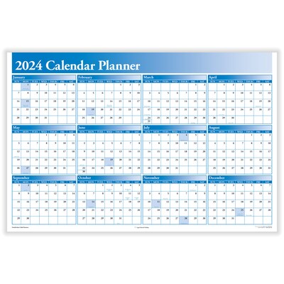 2024 ComplyRight 24 x 36 Yearly Dry Erase Wall Calendar, Reversible, Blue (J0056BL)