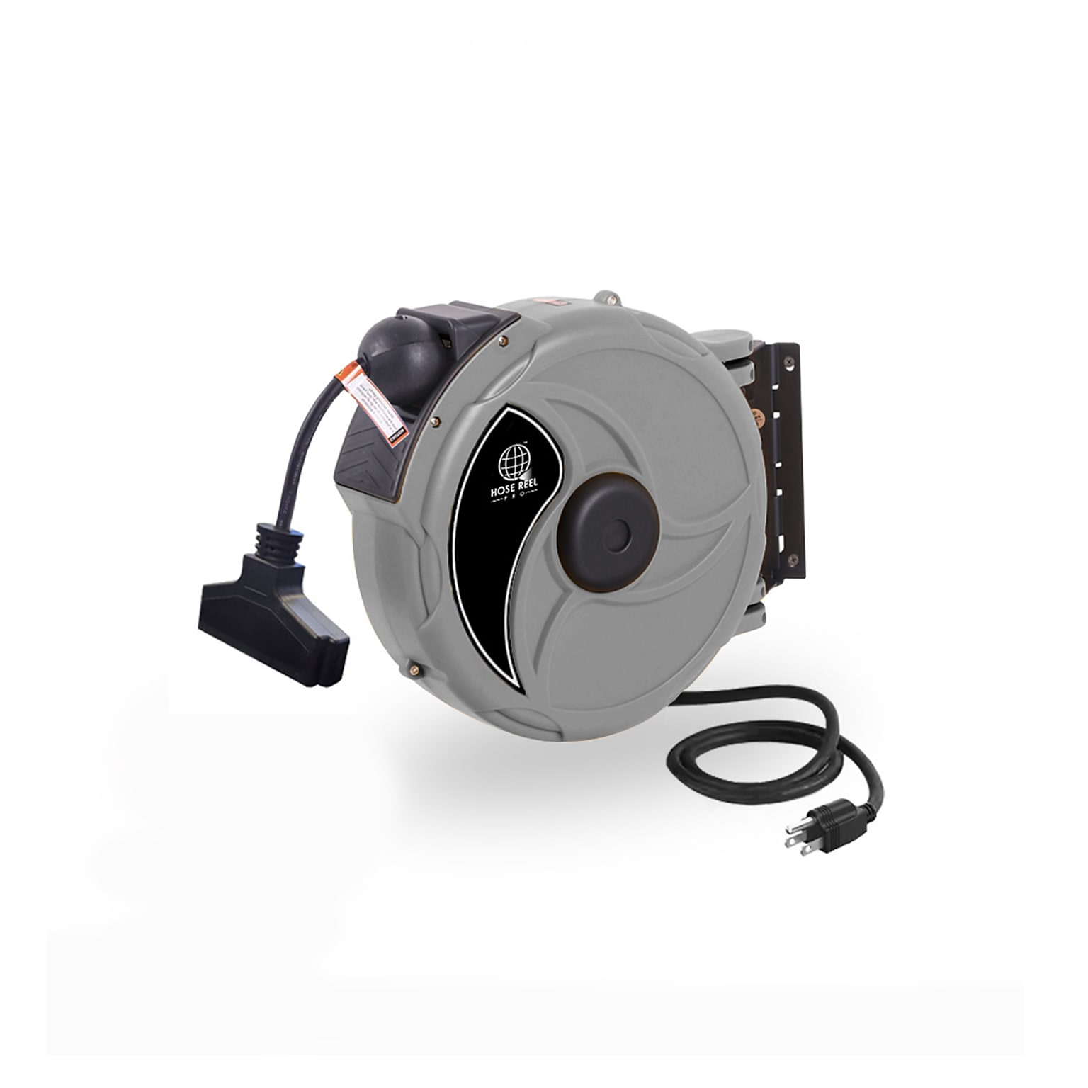 Hose Reel Pro 30 ft. Extension Cord Reel, 3-Outlet, 12 AWG, Gray (EC-GY-30)