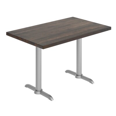 Flash Furniture Bennett Wooden Commercial Indoor Table, 48 x 30, Dark Brown Top/Silver Base (GSF3048DBT0522S)