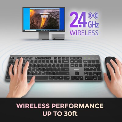 Adesso EasyTouch 730 Wireless Keyboard and Optical Mouse Combo, Black (WKB-7300)