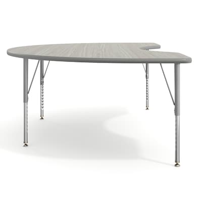 Flash Furniture Wren Kidney Activity Table, 72" x 48", Height Adjustable, Light Gray Top/Silver Frame (XUA4872KDLGTP)