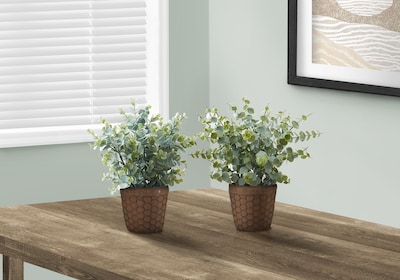 Monarch Specialties Inc. 13" Artificial Eucalyptus Grass Plant in Pot, 2/Set (I 9560)