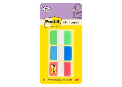 Post-it Durable Filing Tabs, 1 Wide, Assorted Colors, 66 Tabs/Pack (686-GBR)