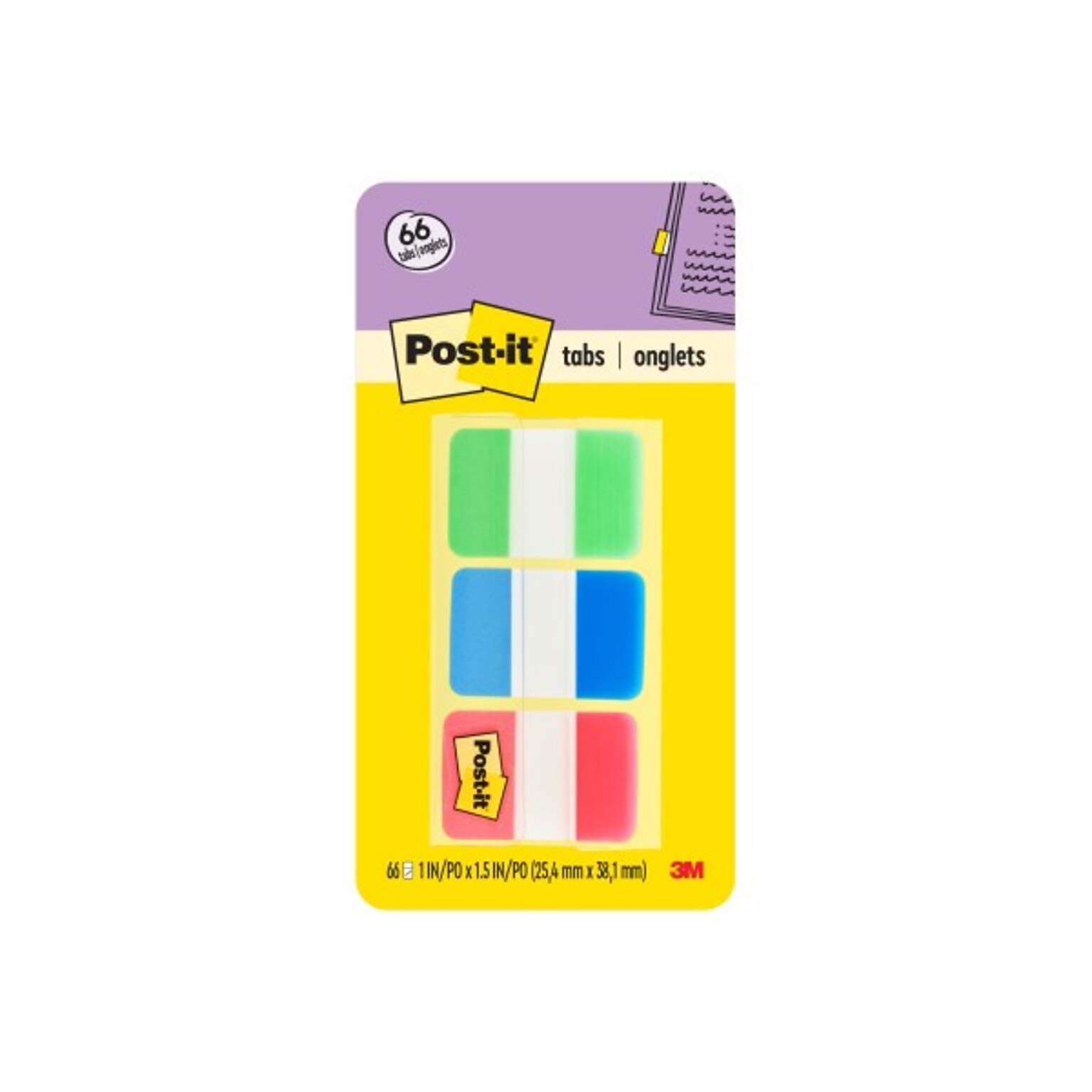 Post-it Durable Filing Tabs, 1 Wide, Assorted Colors, 66 Tabs/Pack (686-GBR)