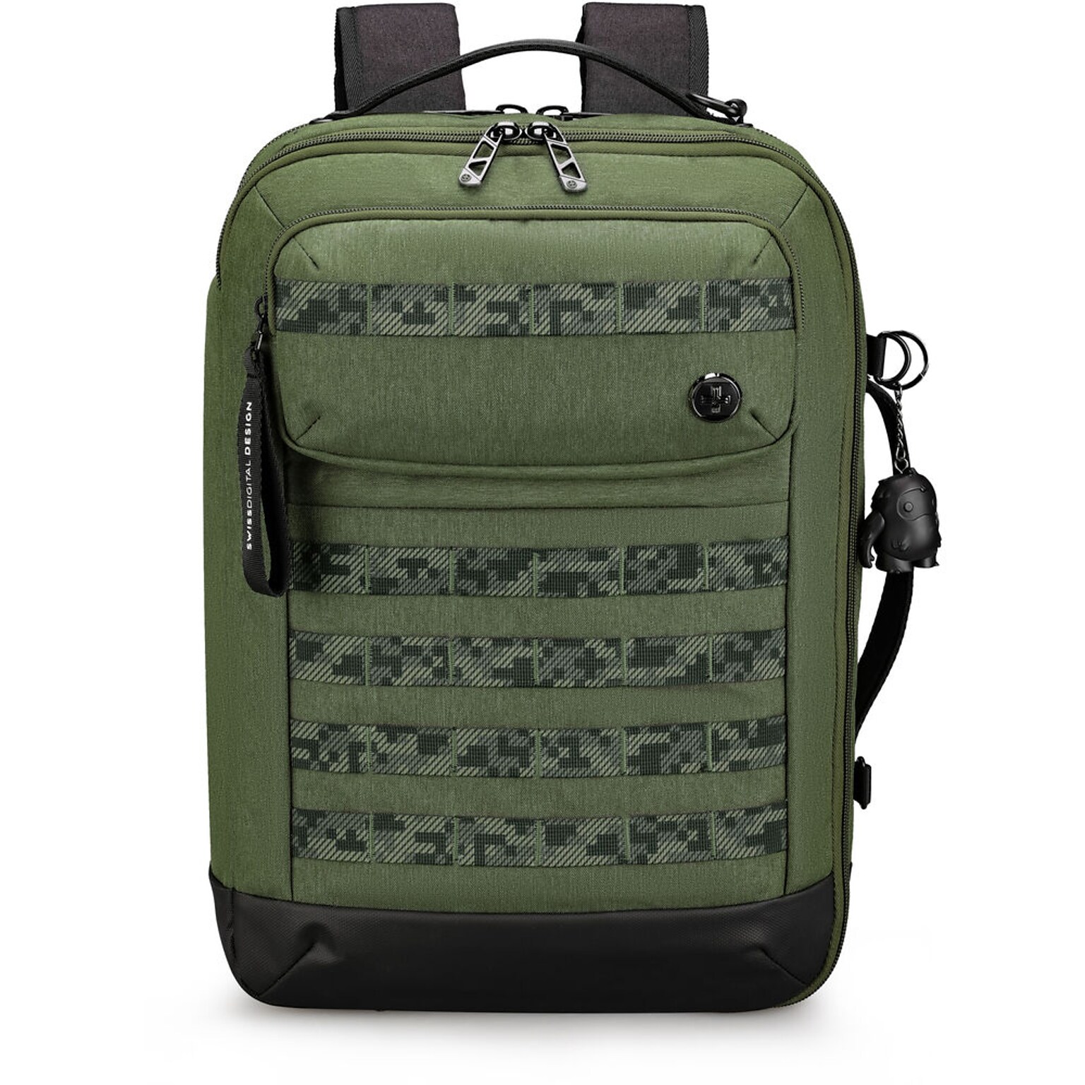 Swissdigital BERG Hybrid Briefcase Laptop Compatible Backpack, Large, Dark Green (SD1649-23)