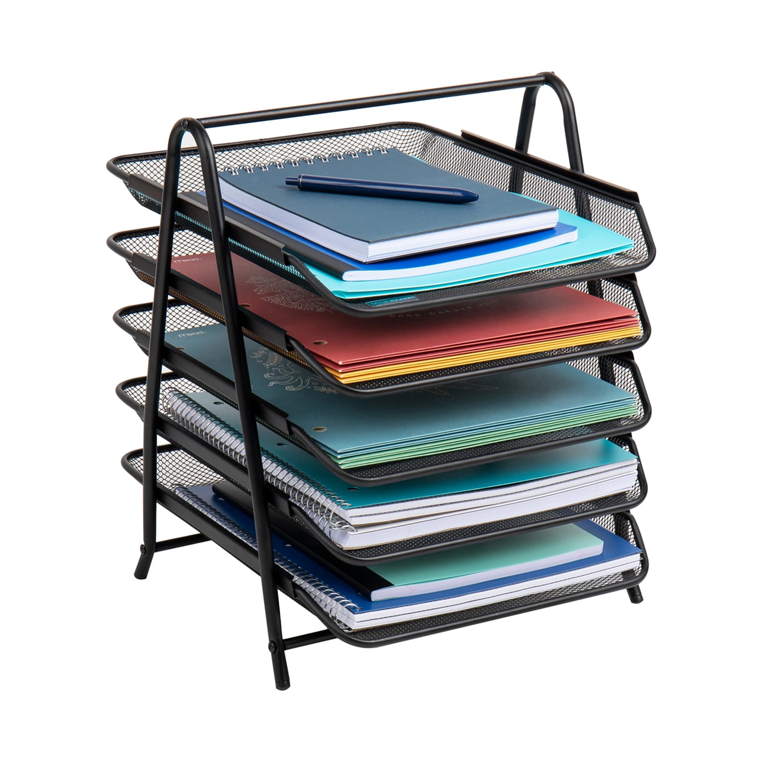 Mind Reader 5-Tier Stackable Paper Desk Tray Organizer, Metal, Black (5TPAPER-BLK)