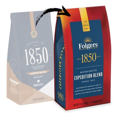 Folgers 1850 Pioneer Blend Caffeinated Ground Coffee, Medium Roast, 12 oz. (SMU60514)