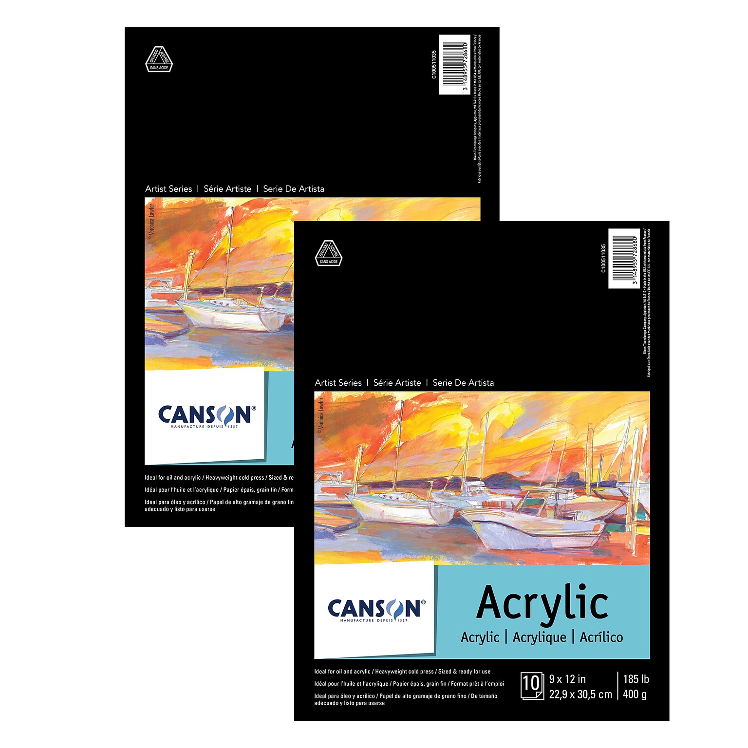 Canson Artist Series 9 x 12 Acrylic Pad, 10 Sheets/Pad, 2 Pads/Bundle (MCXC100511035-2)