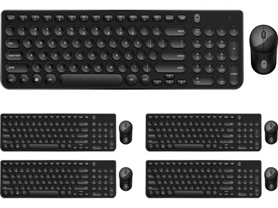 OTM Essentials Wireless Keyboard and Optical Mouse Combo, Black, 5/Pack (ROB-B3WBK-5PK)