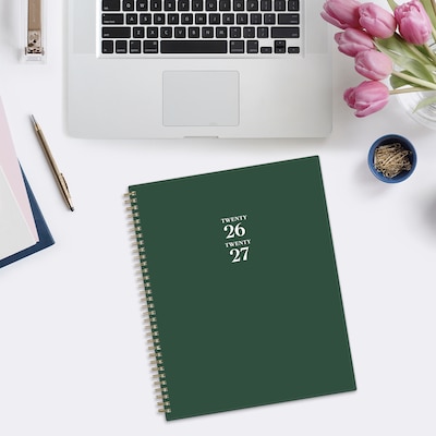 2026-2027 Blue Sky Deep Forest 8" x 11" Academic Year Monthly Planner, Plastic Cover, Green (161657)