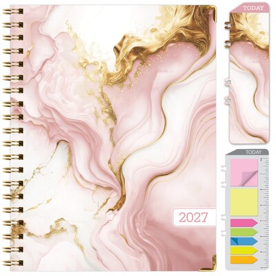 2027 Excello Brands Fashion 8.5 x 11 Weekly & Monthly Planner, Hardcover, Pink Marble (NRY27-FSH811-01)