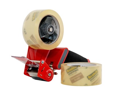Scotch Commercial Grade Packaging Tape with Dispenser, 1.88" x 54.6 yds., Clear, 2 Rolls/Pack (3750-2-ST)