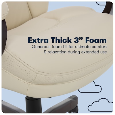 Serta Big and Tall Ergonomic Bonded Leather Swivel Executive Chair, Ivory (43506B)