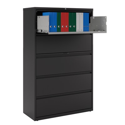 Quill Brand® HL8000 Commercial 5 File Drawers Lateral File Cabinet, Locking, Black, Letter/Legal, 42"W (21748D)
