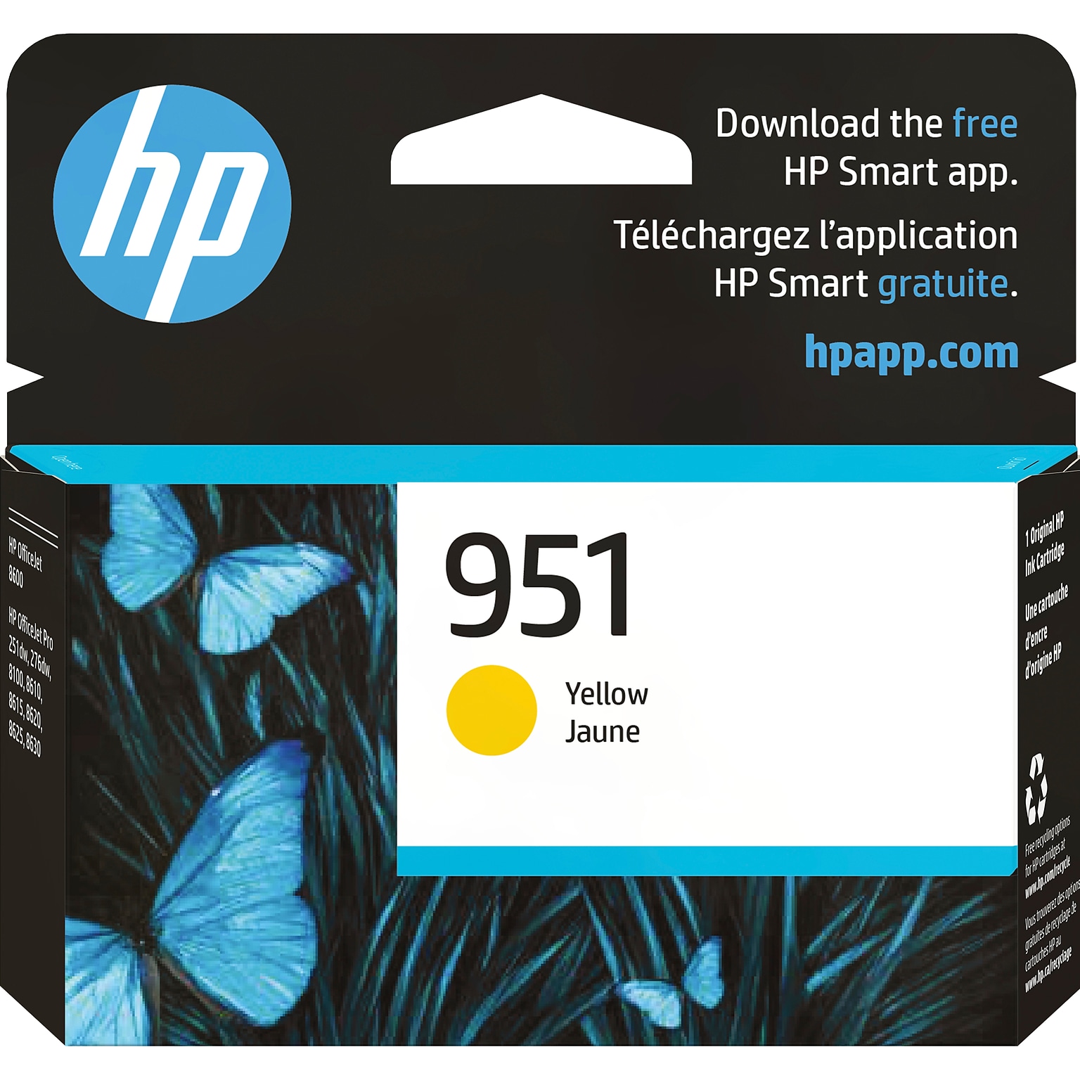 HP 951 Yellow Standard Yield Ink Cartridge, Prints Up to 700 Pages (CN052AN#140)