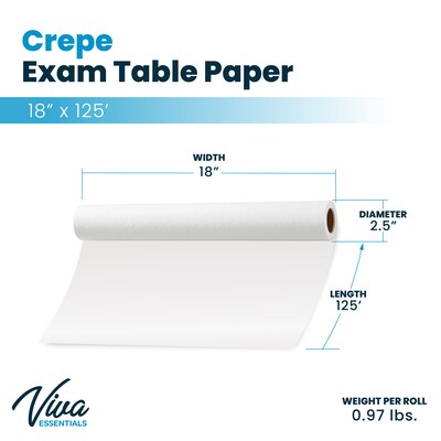 Viva Comfort Crepe Exam Table Paper, 18 x 125, White, 12/Pack (ADIME916-C-18-MK)
