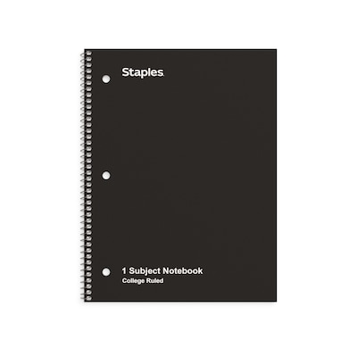 Staples 1-Subject Notebook, 8.5 x 10.5, College Ruled, 70 Sheets, Black, 3/Pack (ST58373)