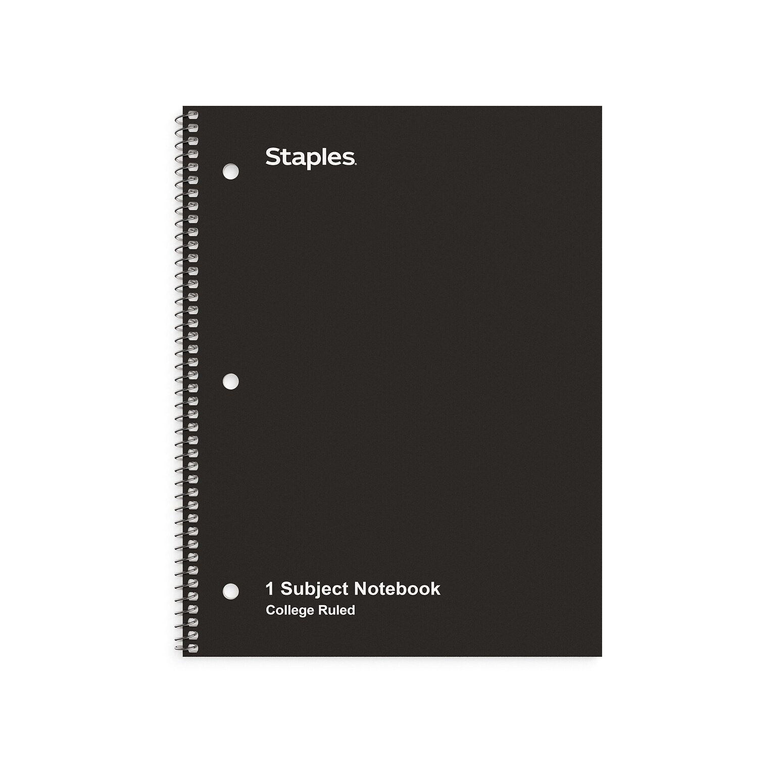 Staples 1-Subject Notebook, 8 x 10.5, College Ruled, 70 Sheets, Black, 3/Pack (ST58373C)