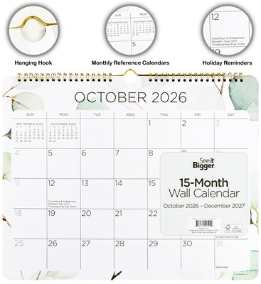 2026-2027 Overland Travelware 15" x 12" Monthly Wall Calendar (90524)