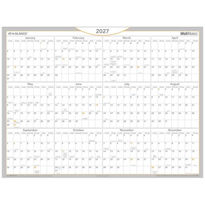 2027 AT-A-GLANCE WallMates 24 x 18 Yearly Dry-Erase Wall Calendar, White/Gray (AW5060-28-27)