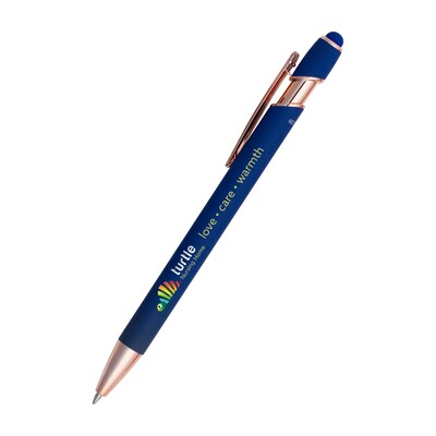 Custom Lexi Stylus Satin Soft Touch Gel Click Pen With Rose Gold (Recycled Aluminum)
