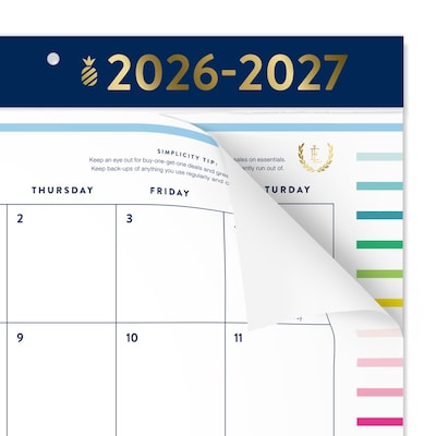 2026-2027 AT-A-GLANCE Simplified by Emily Ley 21.75 x 17 Happy Stripe Academic Monthly Desk Pad Calendar (EL49-704A-27)