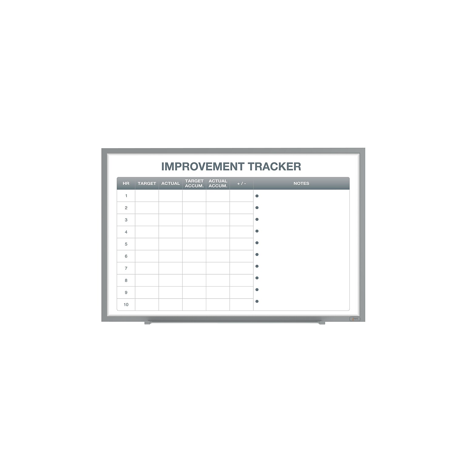 Ghent Manufacturing Whiteboard with Aluminum Frame, Improvement Tracker 2, Magnetic, 4H x 6W (GRPM303V-46)
