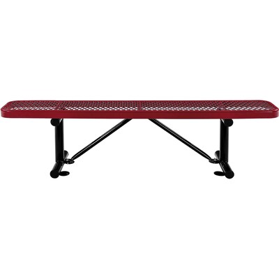 Global Industrial 6 Outdoor Steel Flat Bench, Expanded Metal, Red (277156RD)