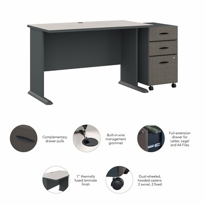 Bush Business Furniture Cubix 48W Desk with Mobile File Cabinet, Slate/White Spectrum (SRA025SLSU)