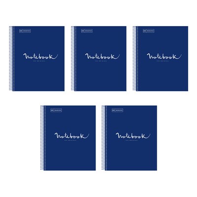 Miquelrius Emotions 1-Subject Notebook, 8.5 x 11, College-Ruled, 80 Sheets, Marine Blue, 5/Pack (4