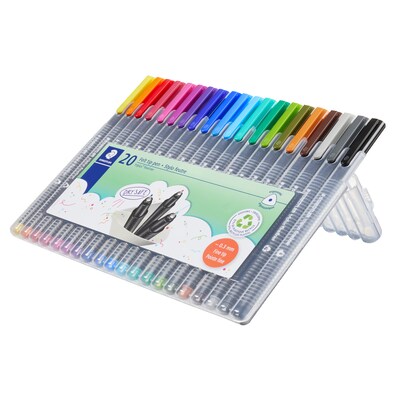 Staedtler Triplus Felt Pens, Super Fine Point, Assorted Ink, 20 Pens/Pack (334 SB20)