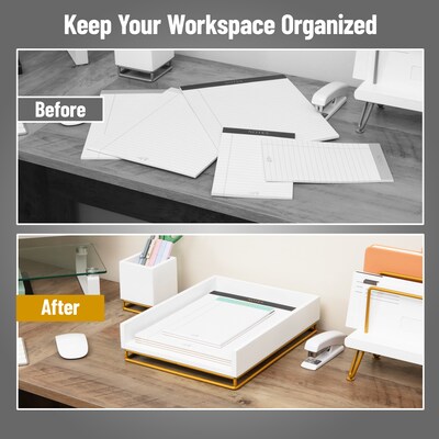 Mind Reader Metal Accessory Tray, White (WDMTRAY-WHT)