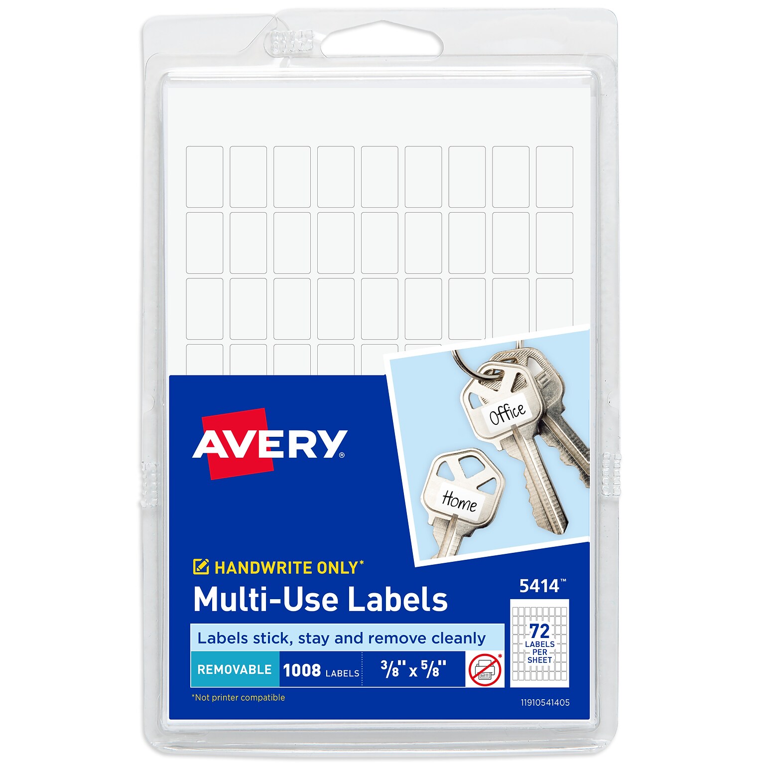 Avery Multipurpose Labels, 3/8 x 5/8, White, Non-Printable, 1,008 Labels/Pack (5414)