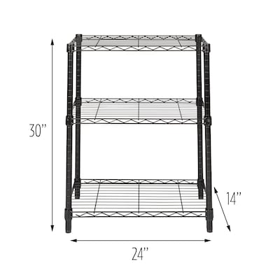 Honey-Can-Do 3-Shelf Metal Unit, 24", Black (SHF-01905)