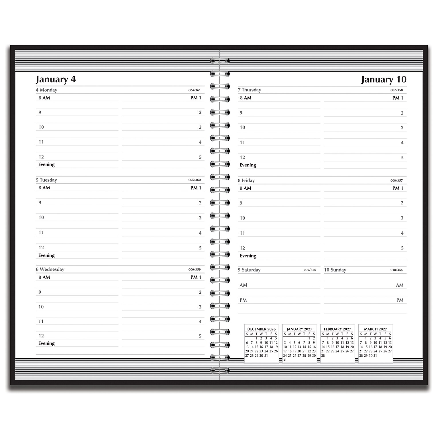 2027 House of Doolittle 5 x 8 Weekly Standard Appointment Book, Faux Leather Cover, Black (27802-27)
