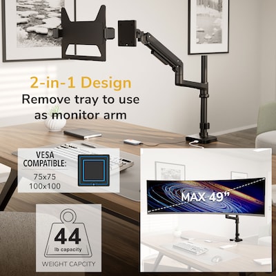 Mount-It! Laptop Desk Mount with Pole and Gas Spring Arm for 11.6" to 17.3" Laptops, Holds Up to 19.8 lbs., Black (MI-12006)
