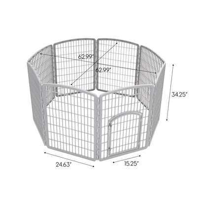 Iris 8-Panel Plastic Pet Playpen, Gray (598768)