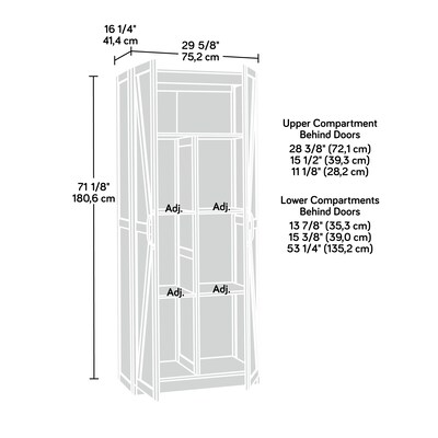 Sauder Select 71H Storage Cabinet with 5 Shelves, White (443651)