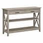 Bush Furniture Key West 47"W x 16"D Console Table with Drawers and Shelves, Washed Gray (KWT248WG-03)