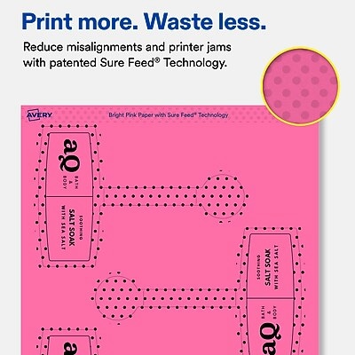 Avery Laser/Inkjet Multipurpose Labels, 5-7/8" x 4", Bright Pink, 120 Labels/Box (19479370798)