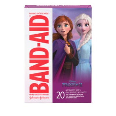 Band-Aid Disney Frozen II Adhesive Bandages, Assorted Sizes, 20 Bandages/Box (116317)